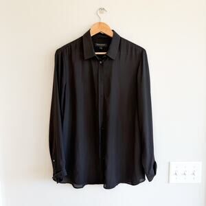 Banana Republic Dillon Classic Fit Chiffon Button Up Shirt Black L